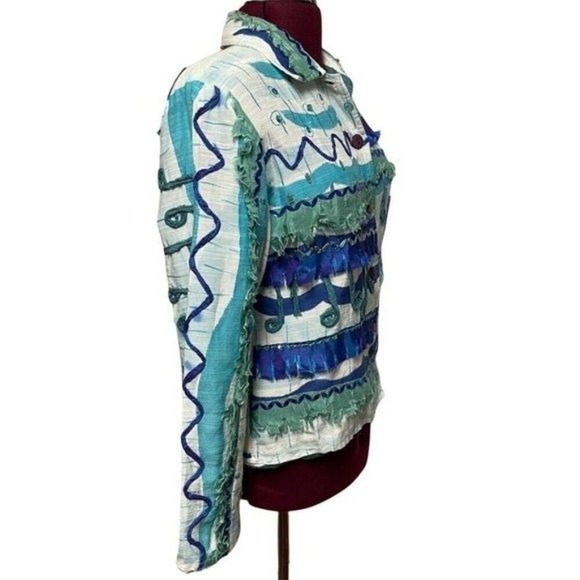 Vintage Daniel K.‎ New York USA Abstract Art to Wear Embroidered Jacket Medium - Picture 2 of 10